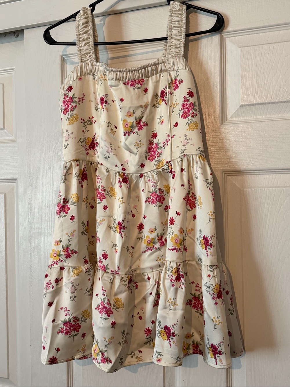 Forever 21 Cream Floral Tiered Sundress with Pink & Yellow Blooms